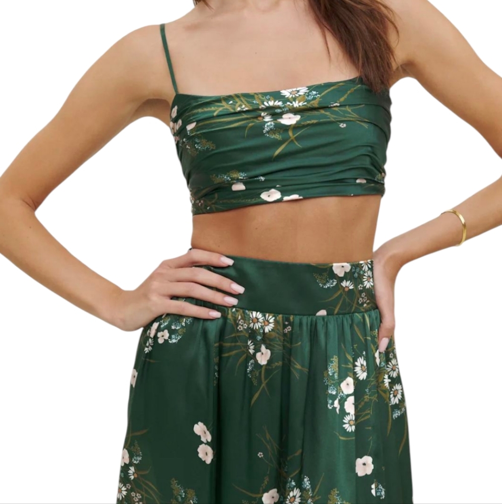 Reformation Carrie Silk Smocked Bralette Top Size 8
